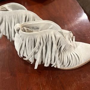 Coconut fringe booties in cream